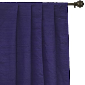 Dark Blue Silk Dupioni Curtain Panels (Rod Pocket, Grommet, Box Pleat, Three Pinch Pleat, Tab Top and Plain Ring Top)