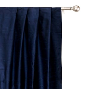 Navy Blue Silk Dupioni Curtain Panels (Rod Pocket, Grommet, Box Pleat, Three Pinch Pleat, Tab Top and Plain Ring Top)