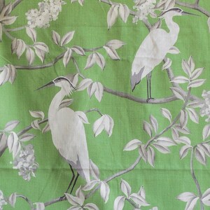 Heron And Daffodil Printed Cotton Fabric By The Yard / Metre, Curtain Upholstery Fabric, Curtain Drapery Fabric, Window Treatment Fabric