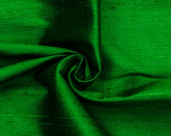 Emerald Green 100% Pure Silk Fabric by the Yard, 41 inch Pure Silk Dupioni Fabric, Wholesale Slub Silk fabric for Drapes, Curtains Dresses