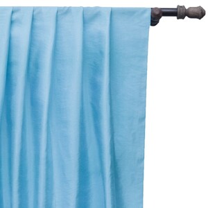 Light Aqua Blue Art Silk Curtain Panels, Faux Silk Curtains (Rod Pocket, Grommet, Box Pleat, Three Pinch Pleat, Tab Top And Plain Ring Top)