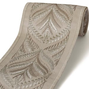Zari Farn Gestickte Designer Borte, Florales Vorhangband, Stickerei Zierband für Vorhänge, 101 mm Vorhangstoff, Zierband für Kissen