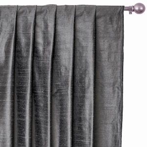 Charcoal Gray 100% Pure Silk Dupioni Curtain Panels (Rod Pocket, Grommet, Box Pleat, Three Pinch Pleat, Tab Top and Plain Ring Top)