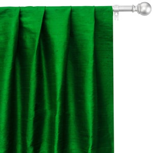 Emerald Green 100% Pure Silk Dupioni Curtain Panels (Rod Pocket, Grommet, Box Pleat, Three Pinch Pleat, Tab Top and Plain Ring Top)