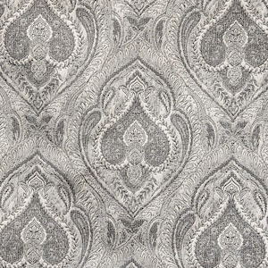 Grauer & cremefarbener Paisley-Damast-Stoff Meterware, Jacquard-Webstoff, Polsterstoff, Vorhangstoff