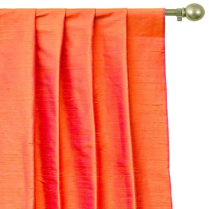 Orange & Pink 100% Pure Silk Dupioni Curtain Panels (Rod Pocket, Grommet, Box Pleat, Three Pinch Pleat, Tab Top and Plain Ring Top)