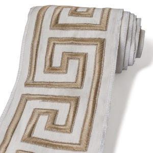 Bordure géométrique à motif grec doré champagne,Ruban géométrique pour rideaux,Dentelle d'ameublement de luxe,Garniture de draperie 114 mm,Garniture pour oreiller