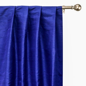 Royal Blue 100% Pure Silk Dupioni Curtain Panels (Rod Pocket, Grommet, Box Pleat, Three Pinch Pleat, Tab Top and Plain Ring Top)