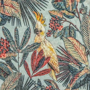 Cockatoo Love Cotton Printed Fabric By The Yard / Metre, Curtain Fabric, Upholstery Fabric, Curtain Drapery Fabric, Window Treatment Fabric