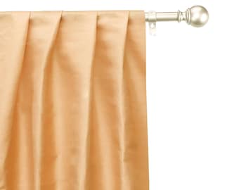 Light Beige Art Silk Curtain Panels, Faux Silk Curtains (Rod Pocket, Grommet, Box Pleat, Three Pinch Pleat, Tab Top And Plain Ring Top)
