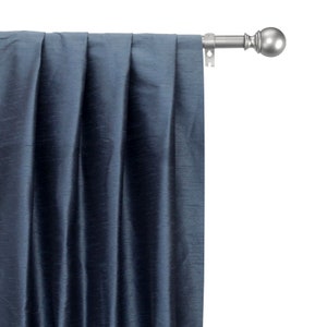 Midnight Blue Art Silk Curtain Panels, Faux Silk Curtains (Rod Pocket, Grommet, Box Pleat, Three Pinch Pleat, Tab Top And Plain Ring Top)