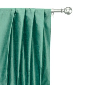 Capri Sea Green Art Silk Curtain Panels, Faux Silk Curtains (Rod Pocket, Grommet, Box Pleat, Three Pinch Pleat, Tab Top And Plain Ring Top)