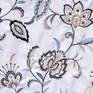 Floral Glory Embroidery Fabric By The Yard / Metre, Cotton Embroidered Fabric, Upholstery Curtain Fabric, Wholesale Fabric, Floral Fabric