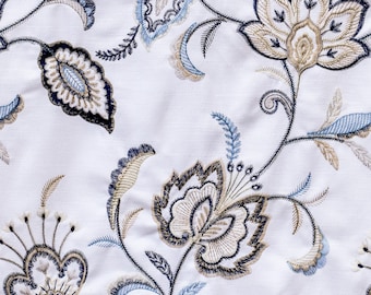 Floral Glory Embroidery Fabric By The Yard / Metre, Cotton Embroidered Fabric, Upholstery Curtain Fabric, Wholesale Fabric, Floral Fabric