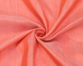 Coral Orange Art Silk Fabric By The Yard, Faux Silk Curtain Fabric, Dress Fabric, Wholesale Art Silk Fabric, Slub Faux Silk Fabric