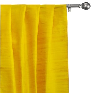 Bright Yellow Silk Dupioni Curtain Panels (Rod Pocket, Grommet, Box Pleat, Three Pinch Pleat, Tab Top and Plain Ring Top)
