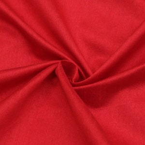 Blood Red Art Silk Fabric By The Yard, Faux Silk Curtain Fabric, Dress Fabric, Wholesale Art Silk Fabric, Slub Faux Silk Fabric image 1