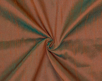 Rust And Green Art Silk Fabric By The Yard, Iridescent Faux Silk Fabric, Bridal Fabric, Wholesale Art Silk Fabric, Slub Silk Fabric,Two Tone