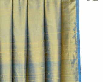 Turquoise & Gold Silk Dupioni Curtain Panels (Rod Pocket, Grommet, Box Pleat, Three Pinch Pleat, Tab Top and Plain Ring Top)