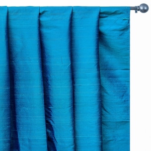 Blue And Turquoise Silk Dupioni Curtain Panels (Rod Pocket, Grommet,Box Pleat,Three Pinch Pleat,Tab Top and Plain Ring Top)