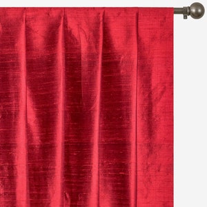 Deep Red 100% Pure Silk Dupioni Curtain Panels (Rod Pocket, Grommet, Box Pleat, Three Pinch Pleat, Tab Top and Plain Ring Top)