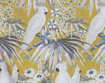 White Parrots Printed Cotton Fabric By The Yard, Printed Cotton Fabric, Upholstery Fabric, Curtain Fabric, Wholesale Fabric, Sofa Upholstery