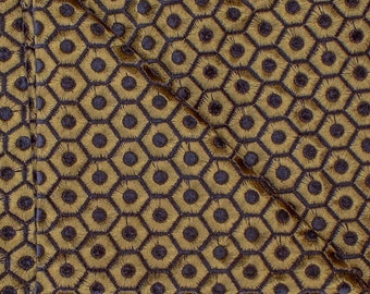 Gold Hexagon Stickerei Stoff Meterware, Jacquard Stoff, Polsterstoff, Vorhangstoff, Geometrischer Stoff