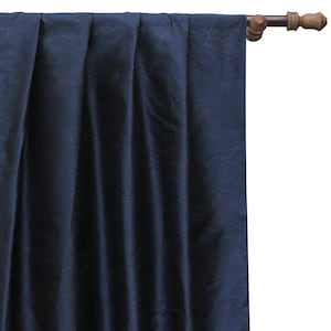 Navy Blue Art Silk Curtain Panels, Faux Silk Curtains (Rod Pocket, Grommet, Box Pleat, Three Pinch Pleat, Tab Top And Plain Ring Top)
