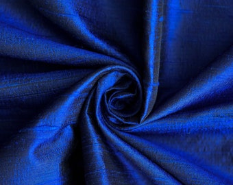 Royal Blue Silk Fabric by the Yard, 41 inch Royal Blue Dupioni Silk Fabric, Wholesale Slub Silk fabric for Curtains,Upholstery,Wedding Dress