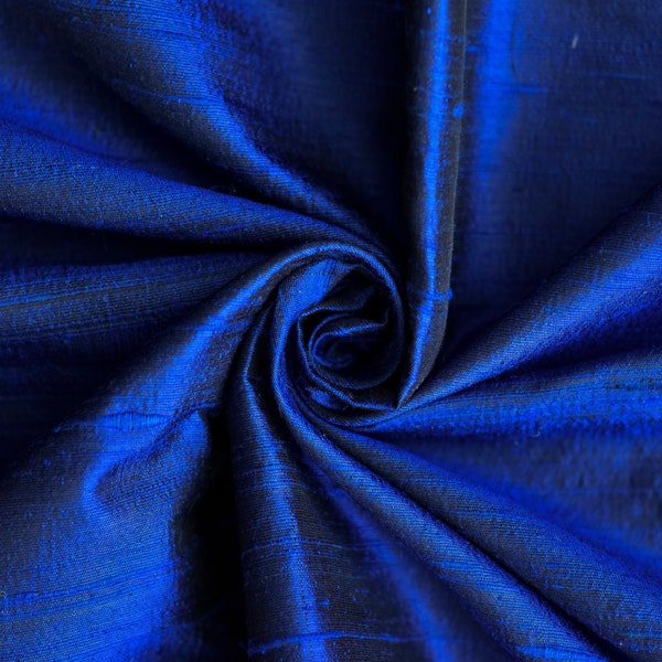 Royal Blue Silk Fabric by the Yard, 41 inch Royal Blue Dupioni Silk Fabric, Wholesale Slub Silk fabric for Curtains,Upholstery,Wedding Dress