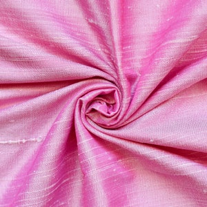 Printed Silk DUPIONI Fabric Baby Pink & Plum Plaid 54" by the yard 
