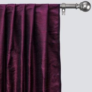 Wine Silk Dupioni Curtain Panels (Rod Pocket, Grommet, Box Pleat, Three Pinch Pleat, Tab Top and Plain Ring Top)