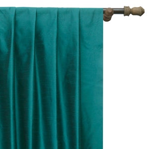 Peacock Greenish Blue Art Silk Curtain Panels,Faux Silk Curtains (Rod Pocket,Grommet,Box Pleat,Three Pinch Pleat,Tab Top And Plain Ring Top)