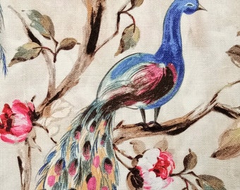 I Love Peacocks 100% Cotton Spun Fabric By The Yard / Metre, Curtain Fabric, Upholstery Fabric, Curtain And Drapery Fabric, Window Treatment
