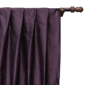 Dark Plum Art Silk Curtain Panels, Faux Silk Curtains (Rod Pocket, Grommet, Box Pleat, Three Pinch Pleat, Tab Top And Plain Ring Top)