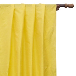 Yellow Art Silk Curtain Panels, Faux Silk Curtains (Rod Pocket, Grommet, Box Pleat, Three Pinch Pleat, Tab Top And Plain Ring Top)
