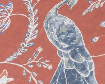 Tissu en coton imprimé beaux paons par mètre/mètre, Tissu imprimé oiseaux, Tissu d'ameublement, Tissu de gros pour rideaux, Rembourrage de canapé