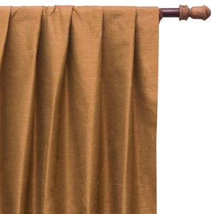 Dark Tan Art Silk Curtain Panels, Faux Silk Curtains (Rod Pocket, Grommet, Box Pleat, Three Pinch Pleat, Tab Top And Plain Ring Top)