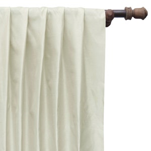 Ivory Art Silk Curtain Panels, Off White Faux Silk Curtains (Rod Pocket, Grommet, Box Pleat, Three Pinch Pleat, Tab Top And Plain Ring Top)