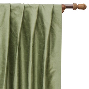 Taupe Green Art Silk Curtain Panels, Faux Silk Curtains (Rod Pocket, Grommet, Box Pleat, Three Pinch Pleat, Tab Top And Plain Ring Top)