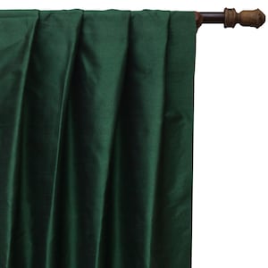 Bottle Green Art Silk Curtain Panels, Faux Silk Curtains (Rod Pocket, Grommet, Box Pleat,Three Pinch Pleat,Tab Top And Plain Ring Top)