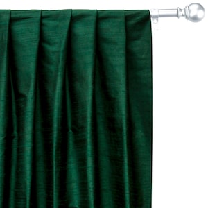 Dark Green Silk Dupioni Curtain Panels (Rod Pocket, Grommet,Box Pleat,Three Pinch Pleat,Tab Top and Plain Ring Top)