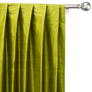 Chartreuse 100% Pure Silk Dupioni Curtain Panels (Rod Pocket, Grommet, Box Pleat, Three Pinch Pleat, Tab Top and Plain Ring Top)