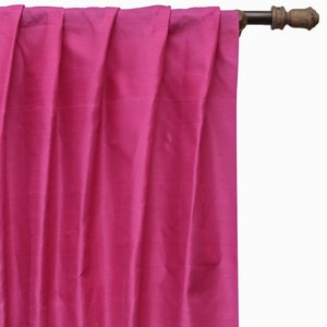 Fuchsia Pink Art Silk Curtain Panels, Faux Silk Curtains (Rod Pocket, Grommet, Box Pleat, Three Pinch Pleat, Tab Top And Plain Ring Top)