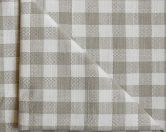 Beige Gingham Checks Cotton Fabric By The Yard / Metre, Woven Upholstery Drapery, Shower Curtain Fabric, Wholesale Fabric,Pure Cotton Fabric