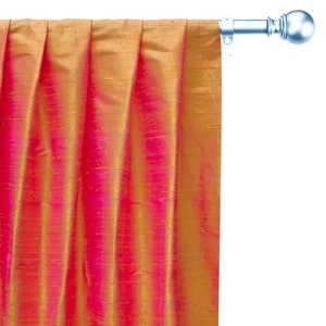 Pink And Yellow Silk Dupioni Curtain Panels (Rod Pocket, Grommet,Box Pleat,Three Pinch Pleat,Tab Top and Plain Ring Top)