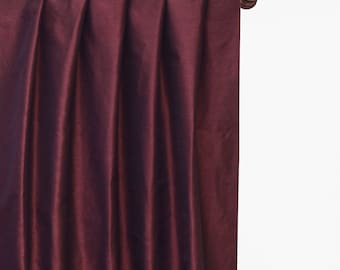 Dark Maroon Art Silk Curtain Panels, Faux Silk Curtains (Rod Pocket, Grommet, Box Pleat, Three Pinch Pleat, Tab Top And Plain Ring Top)