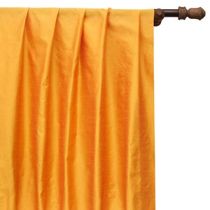 Saffron Orange Art Silk Curtain Panels, Faux Silk Curtains (Rod Pocket, Grommet, Box Pleat, Three Pinch Pleat, Tab Top And Plain Ring Top)