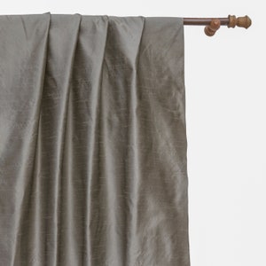 Metallic Warm Silver Art Silk Curtain Panels, Faux Silk Curtains (Rod Pocket, Grommet, Box Pleat, Three Pinch Pleat, Tab Top,Plain Ring Top)