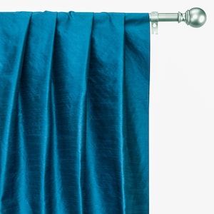 Peacock Blue Art Silk Curtain Panels, Faux Silk Curtains (Rod Pocket, Grommet, Box Pleat, Three Pinch Pleat, Tab Top And Plain Ring Top)